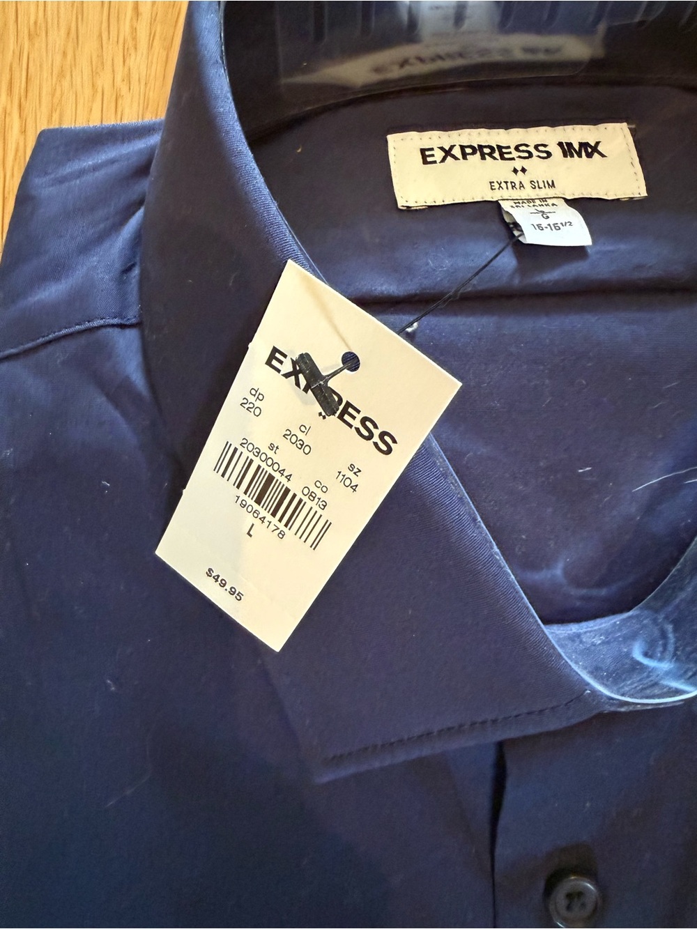 Men's Classic Navy Long-Sleeve Dress Shirt - Picture 3 of 3